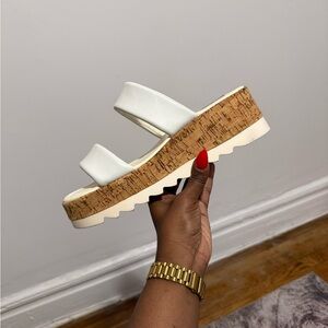 Steve Madden Cream and Tan Platform Sandals